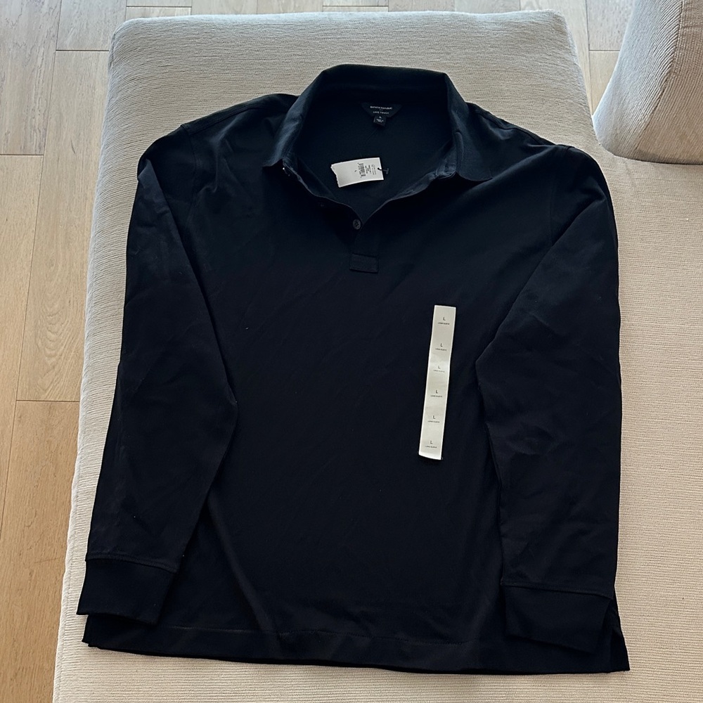 Banana Republic Men's Black Long-Sleeve Polo